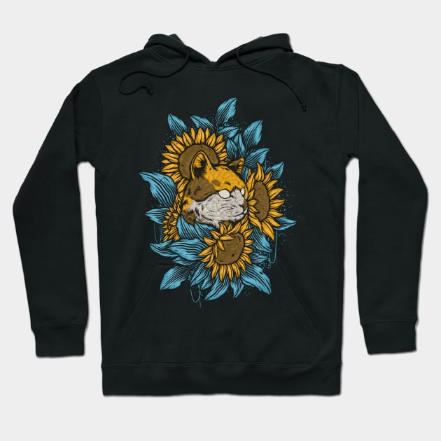 Cat sun flowers Hoodie by vhiente